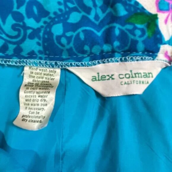 Vintage Alex Colman Maxi Skirt Tropical Boho Floral Side Slit Size S - Picture 12 of 13